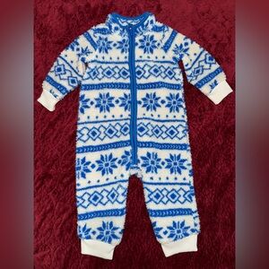Carter's Cozy Blue and White Snowflake Footie